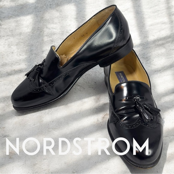 Nordstroms Men’s Shop Black Wingtip Tassel Loafers 10W